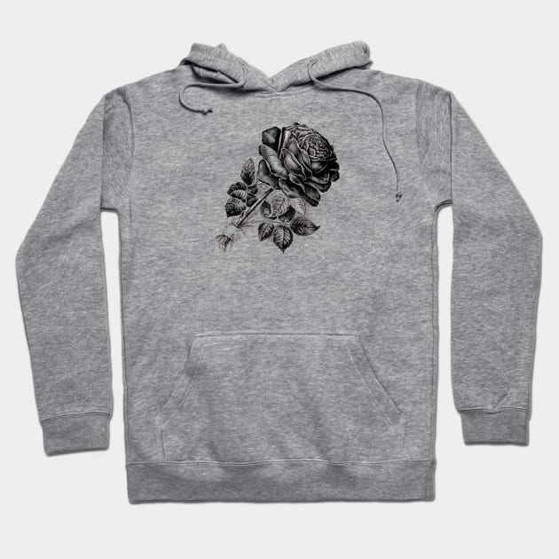 Black Rose Flower Hoodie by Biophilia